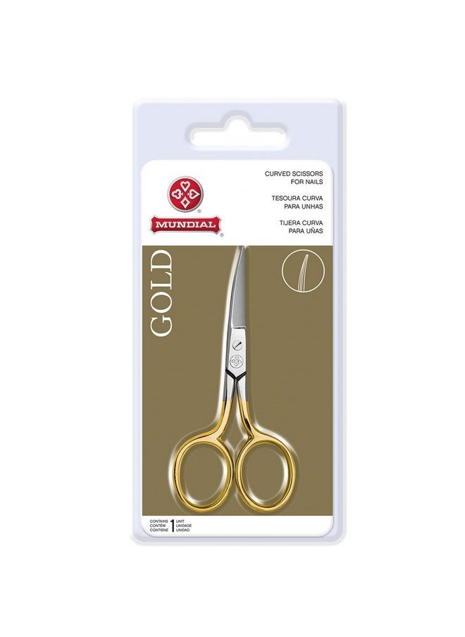 Curved Nail Scissors, 3.5-Inch, Gold Finish Handles, Made Of Stainless Steel