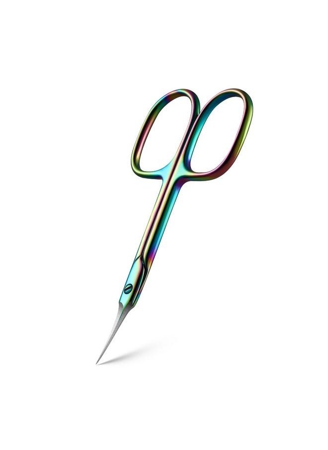 Curved Cuticle Scissors - Precision Manicure Scissor Nail Cuticle Trimmer, Professional Stainless Steel Nail Scissors For Cuticle Care, Cuticle Cutter Small Scissors For Women - Rainbow