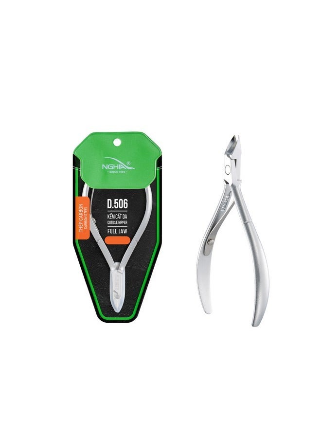 Premium Hard Steel Cuticle Nipper - D-506, Precision Nail Tech Nipper With Grey Plated Full Jaw And Single Spring