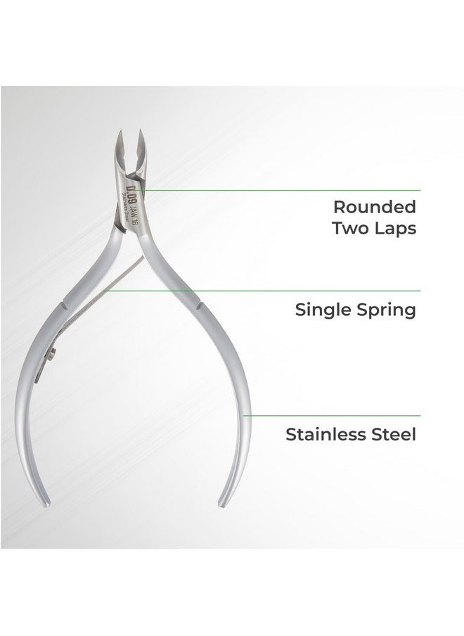 Cuticle Nipper - D-09 Jaw 12 | Stainless Steel | Durable And Sharp | Ergonomic Design | Grey Plated | Ideal For Salons And Home Use