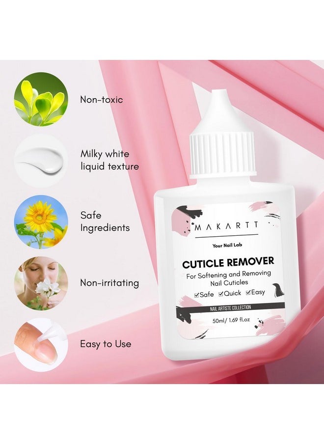 Cuticle Remover Liquid, 50Ml Cuticle Softener, Professional Instant Cuticle Cream, Salon Quality Nail Care Cuticle Dissolver For Dry Cuticles Manicure And Pedicure Supplies Salon Home Use