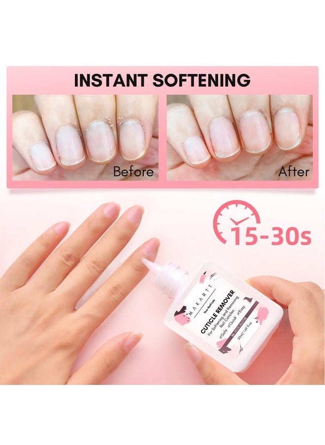 Cuticle Remover Liquid, 50Ml Cuticle Softener, Professional Instant Cuticle Cream, Salon Quality Nail Care Cuticle Dissolver For Dry Cuticles Manicure And Pedicure Supplies Salon Home Use