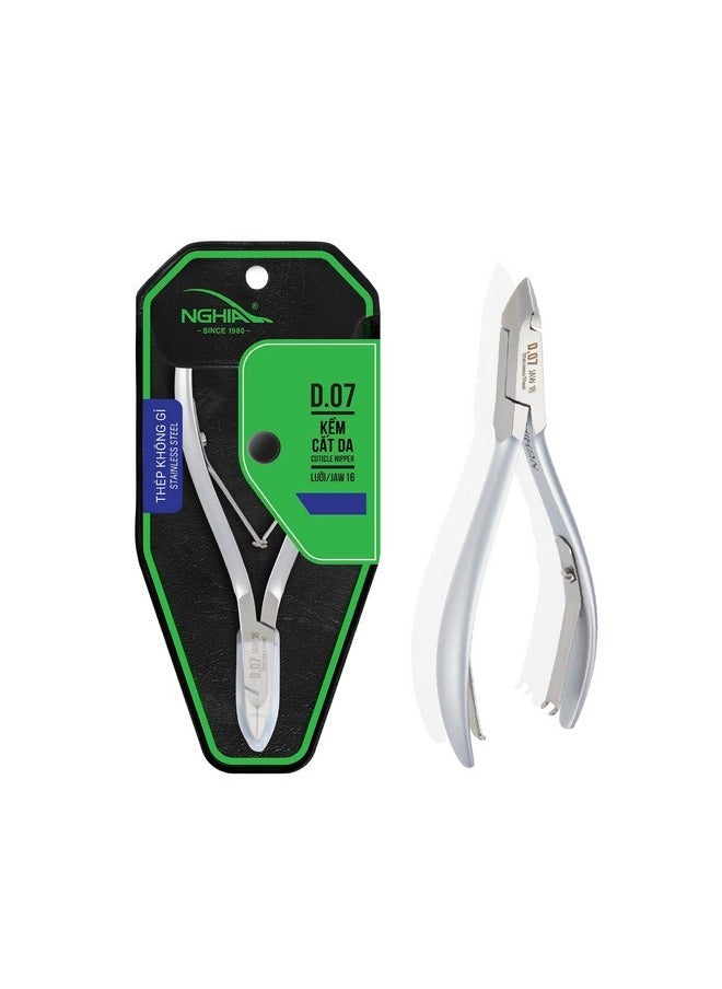 Cuticle Nipper - D-07 Jaw 14 | Stainless Steel | Durable And Sharp | Ergonomic Design | Grey Plated | Ideal For Salons And Home Use