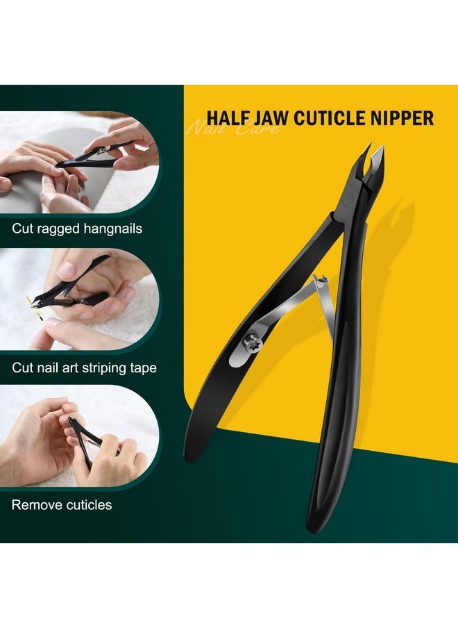 4Mm Jaw Professional Cuticle Nippers, Salon-Quality Cuticle Trimmers For Precision Nail Care, Premium Stainless Steel Cuticle Clipper Cuticle Remover Tool - Black