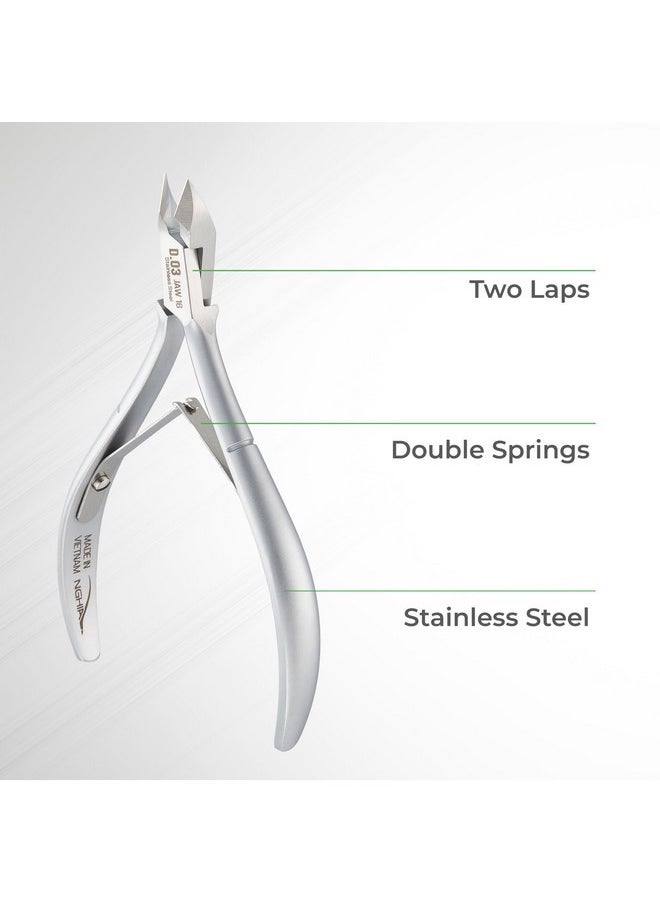 Cuticle Nipper - D-03 Jaw 16 | Stainless Steel | Durable And Sharp | Ergonomic Design | Grey Plated | Ideal For Salons And Home Use