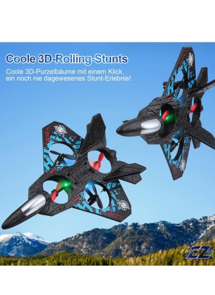 Aeroplane 2.4GHz Remote Controlled Aeroplane L0712 Quadcopter Floating Fighter Plane RC Aeroplane RTF for Beginners, Children and Adults, APlane Toy with Coloured Lights USB Charging