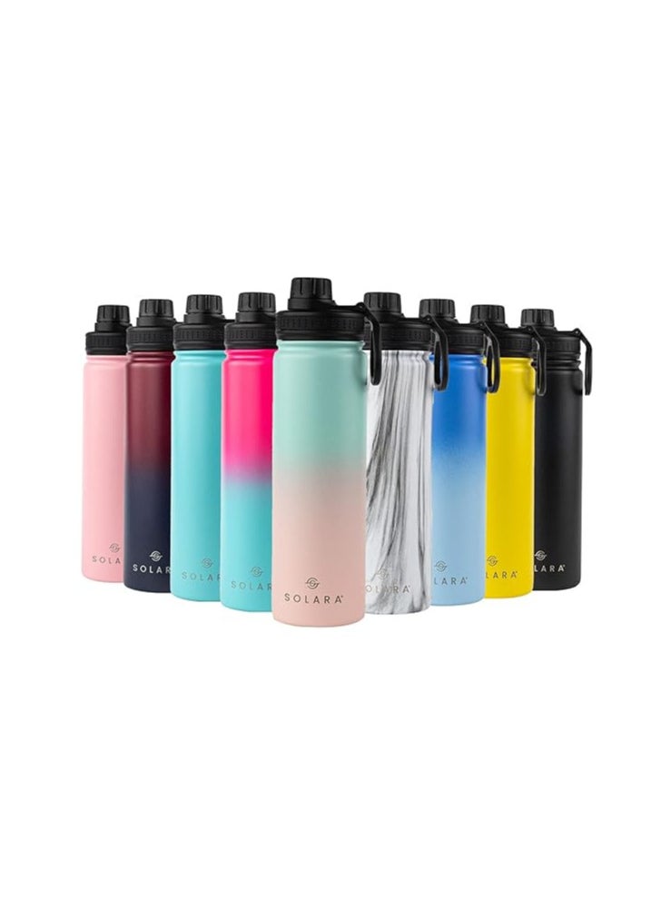 SOLARA Insulated Water Bottle 650ml, Hot Water Bottle, Thermosteel Water Bottle for Travel, Home, Office, School, Gym, Adults, Water Bottle Hot and Cold, Sipper Bottle, Pink Teal