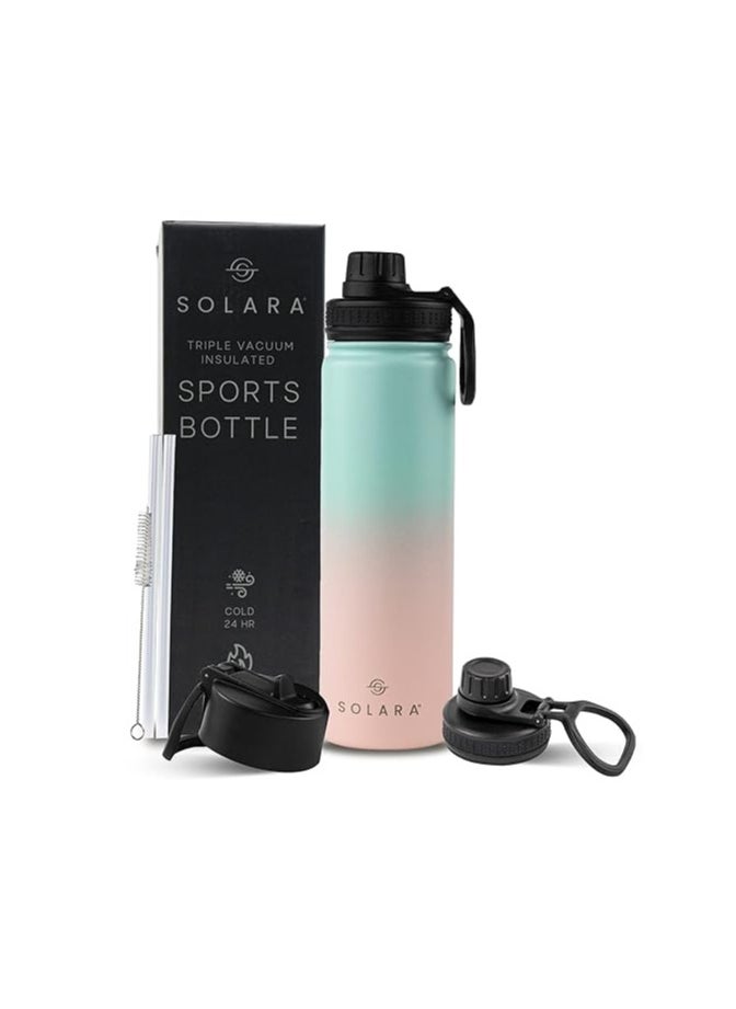 SOLARA Insulated Water Bottle 650ml, Hot Water Bottle, Thermosteel Water Bottle for Travel, Home, Office, School, Gym, Adults, Water Bottle Hot and Cold, Sipper Bottle, Pink Teal