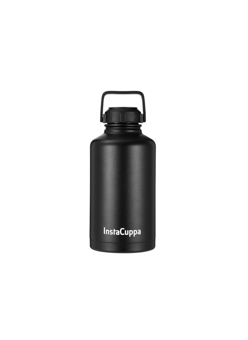 InstaCuppa Insulated Water Bottle 2000 mL, Double-Wall Thermosteel Flask, Vacuum Insulated Stainless Steel | Retains Hot and Cold Temperatures, Black