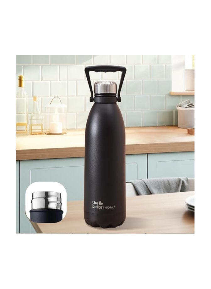 The Better Home 2 Ltrs Insulated Bottle | Doubled Wall 304 Stainless Steel | Stays Hot for 18 Hrs & Cold for 24 Hrs | Rustproof & Leakproof | Insulated Water Bottles (Black)