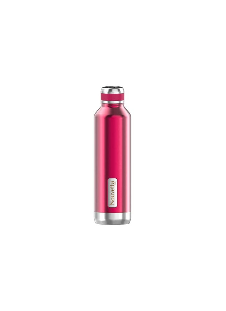 Nouvetta Elite Double Wall Stainless Steel Flask Bottle | Day Long Hot and Cold |Easy to Carry | Leak Proof | Tea | Coffee | Home| Office| Gym | Hiking | Trekking | Travel Bottle | 750 ml- Red