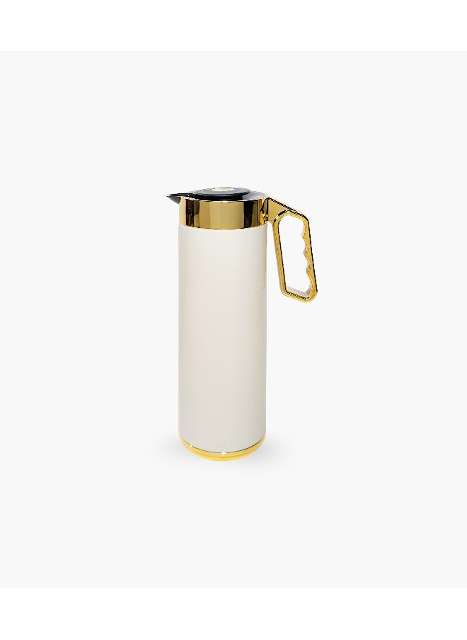 Cylinder Thermos 1L Beige And Gold