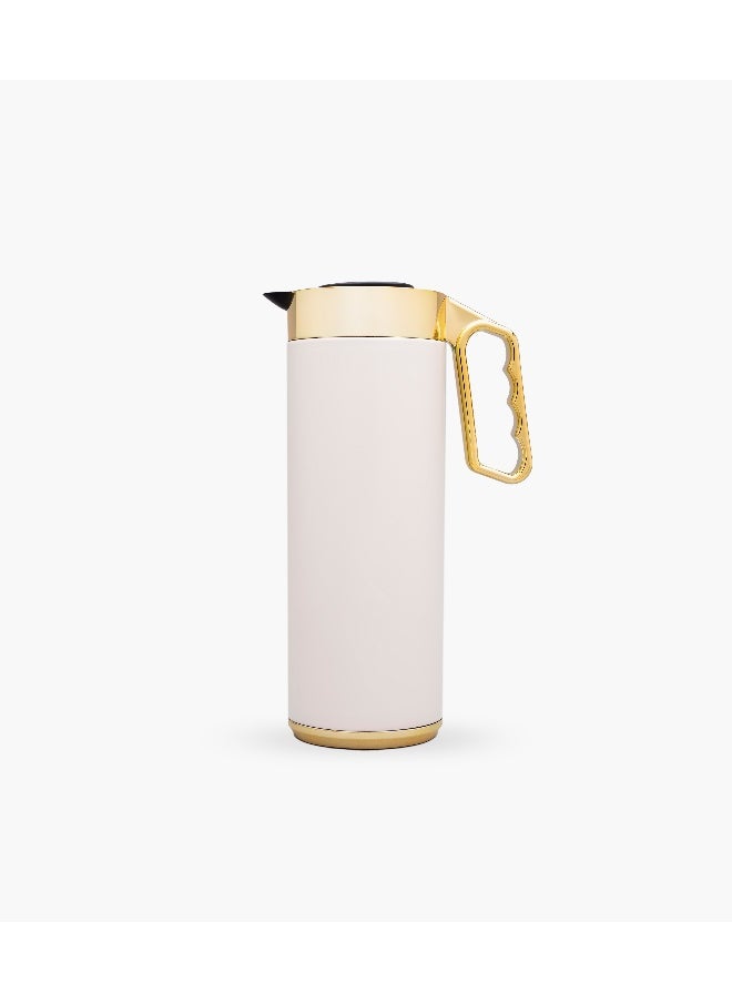 Cylinder Thermos 1L Beige And Gold Matt