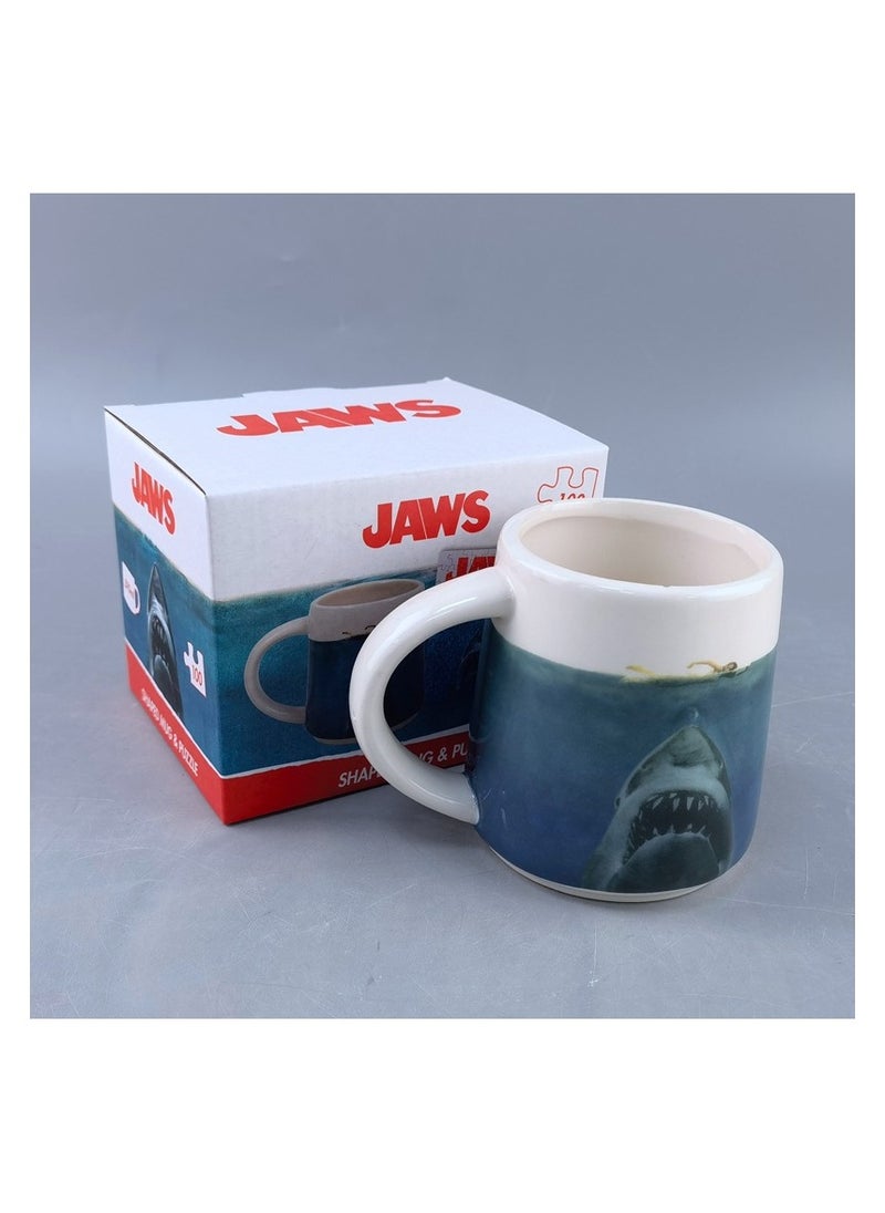 3D Great White Shark Fish Tiger Shark Megalodon Ocean Ceramic Coffee Mark Cup