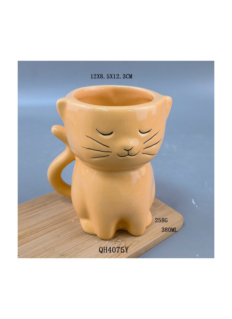 Cat ceramic cups girls' coffee mugs drinking cups Office cups cartoon lovers cups/yellow cat mug