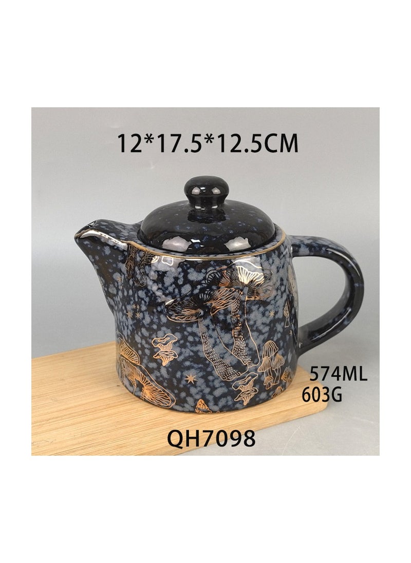 Medium temperature stoneware ceramic teapot retro luxury home teapot Kung Fu tea set kiln drawing ceramic tea set