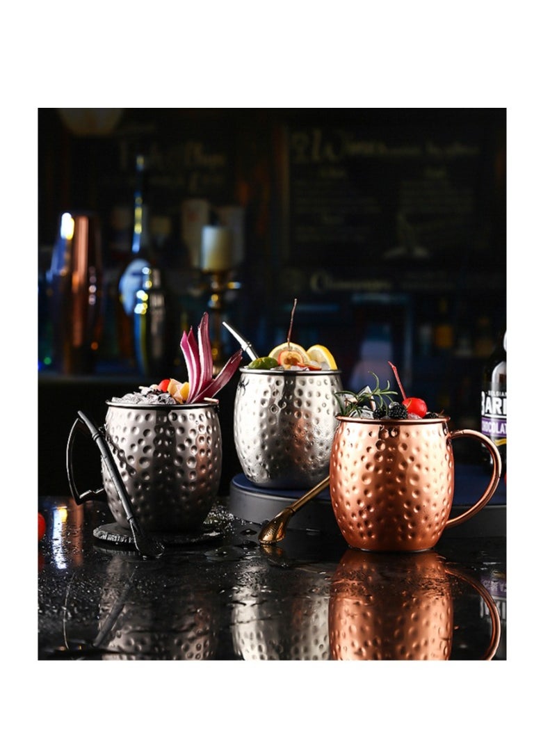 Moscow Mule Copper Mugs - Set of 2-100% Handcrafted Solid Copper Mugs, 550ml Copper Cups with 2 Cocktail Copper Straws