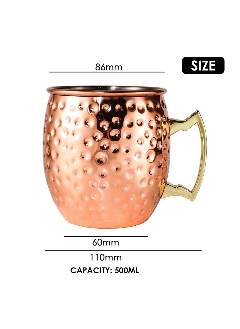 Moscow Mule Copper Mugs - Set of 2-100% Handcrafted Solid Copper Mugs, 550ml Copper Cups with 2 Cocktail Copper Straws