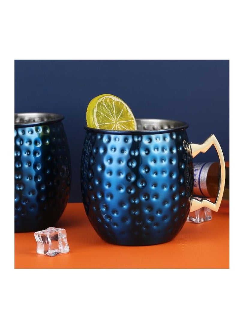 Moscow Mule Copper Mugs - Set of 2-100% Handcrafted Solid Copper Mugs, 550ml Copper Cups with 2 Cocktail Copper Straws