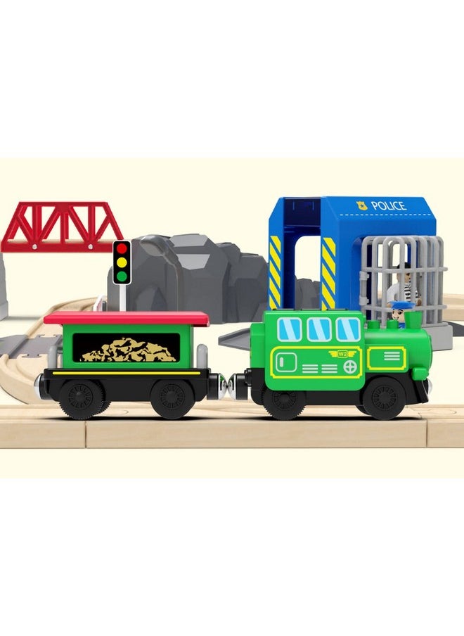 Wooden Train Accessories Battery Operated Locomotive Train Remote Control Train For Track Set Powerful Engine Train Vehicles Fit All Major Brands Track Railway System (Battery Not Included)