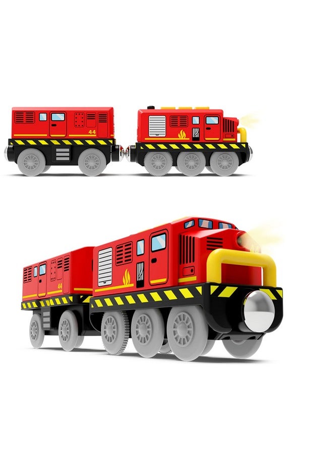 Train Toys Battery Operated Locomotive Train For Wooden Track, Motorized Train For Toddlers With Magnetic Connection, Compatible With Thomas, Brio, Chuggington, Melissa And Doug