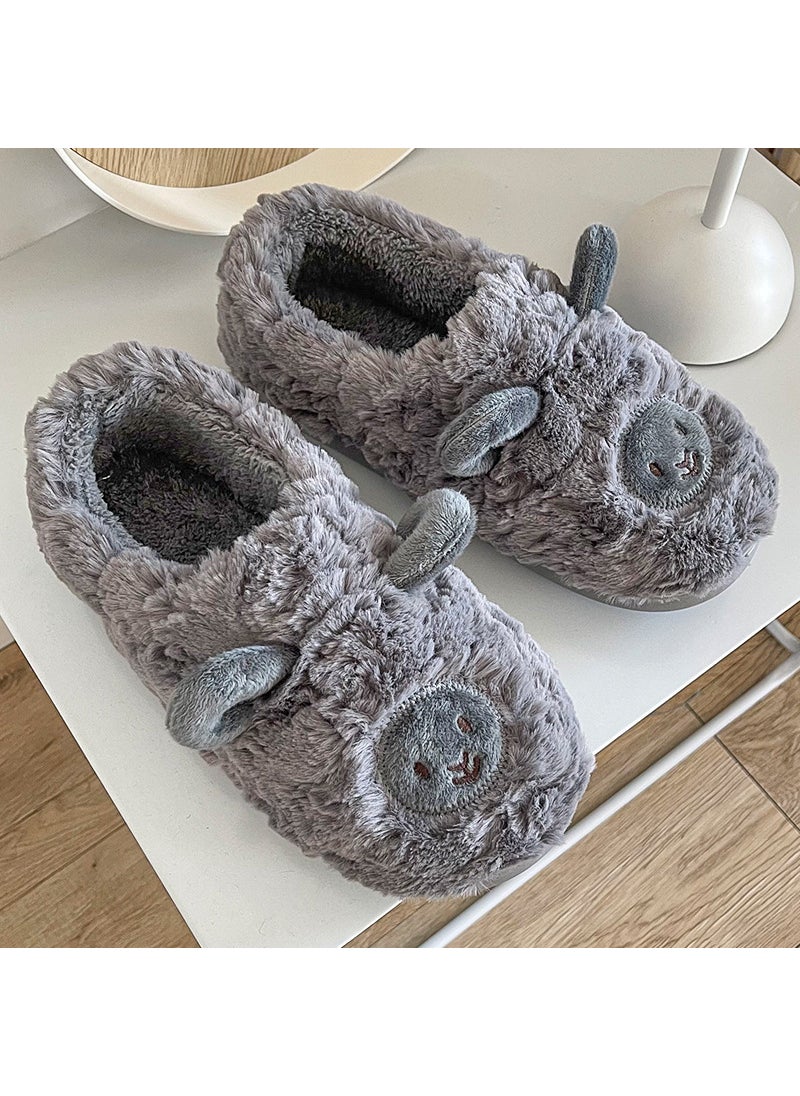 Winter Home Plush Cotton Slippers for WomenGrey Grey