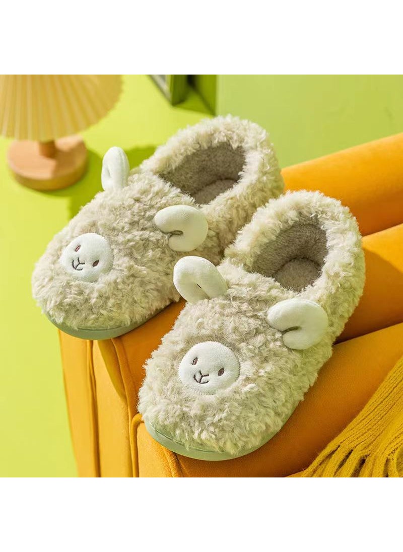 Winter Home Plush Cotton Slippers for WomenGreen Green