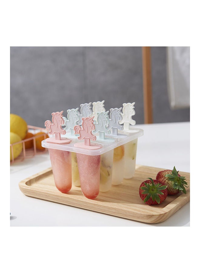 DIY 8-Piece Ice Cream Popsickle Maker with Unicorn Shaped Lid Multicolour 12cm