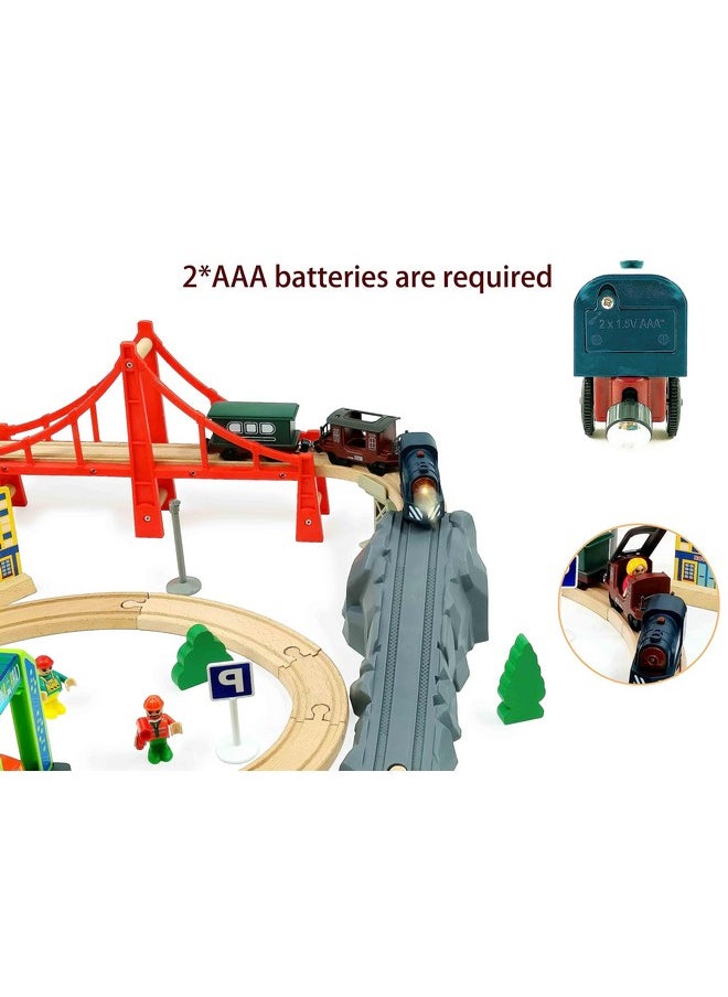 Battery Operated Train For Wooden Track 3Pcs Train Toy Set For 3 4 5+Years Old Boy Girl Toddlers Motorized Train Accessories Electric Train Compatible With Thomas & Friends Brio And Chuggington