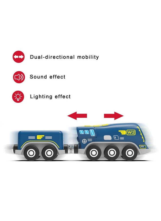 Battery Operated Locomotive Train For Wooden Tracks Powerful Engine Toy Train Vehicle For Railway Track Science Fiction Train Car Series Fit All Brands Railroad (Battery Not Included)