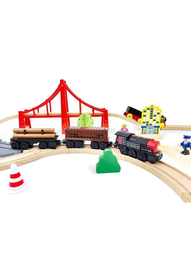 Motorized Train For Wooden Track, 3Pcs Train Toy Set For 3 4 5+Years Old Boy Girl Toddlers, Battery Powered Train Compatible With Thomas & Friends, Brio And Chuggington