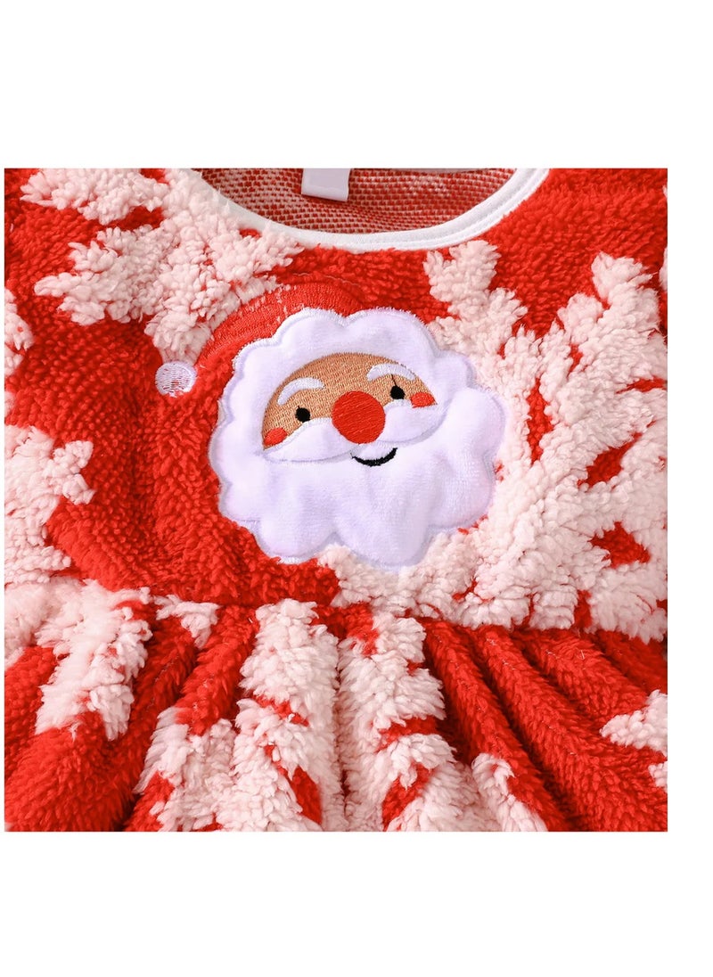 Babyqlo Santa and Snowflake Cozy Holiday Christmas Dress with Hairband - Red