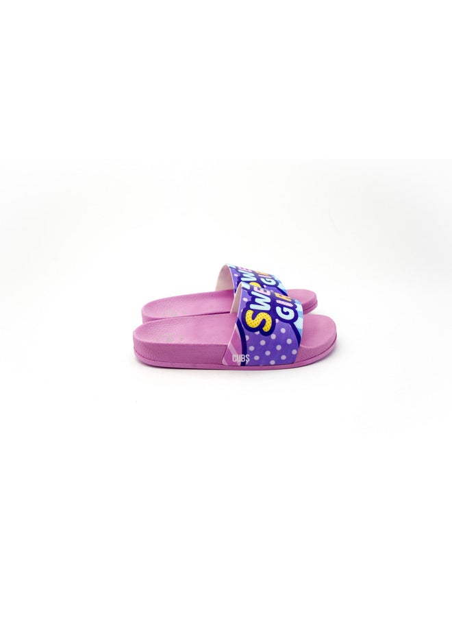 Sweet Girl Print Everyday Wear Eco-Friendly Pvc Slides For Girls Lightweight Easy To Wash And Anti-Slip Soles