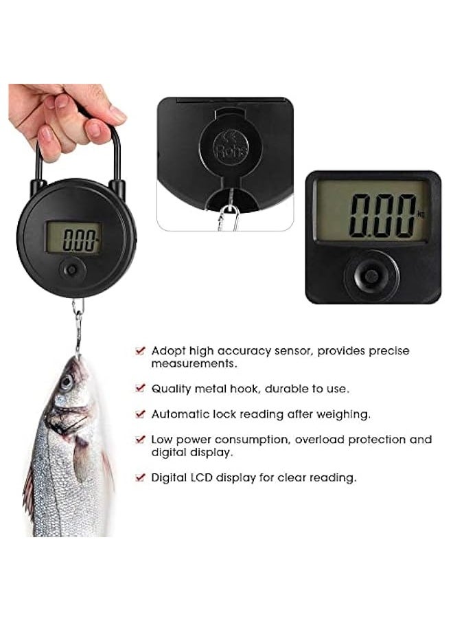 Portable 25kg/55lb Hand-Mentioned Express Package Scale,Mini Electronic Fishing Hanging Hook Scale with LCD Display