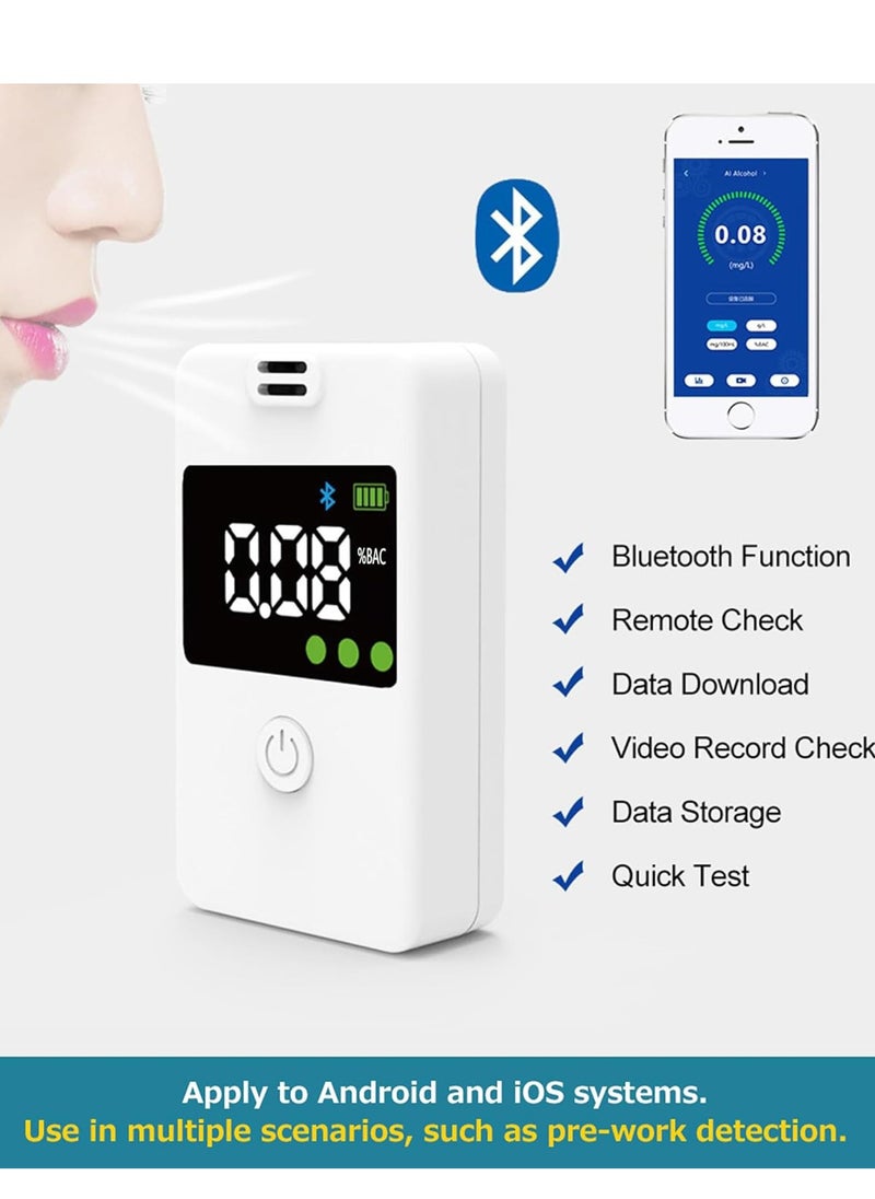 Professional Grade Breathalyzer with Bluetooth Connectivity and Digital Blue LCD Display - Accurate Alcohol Tester for Personal, Home, or Party Use.