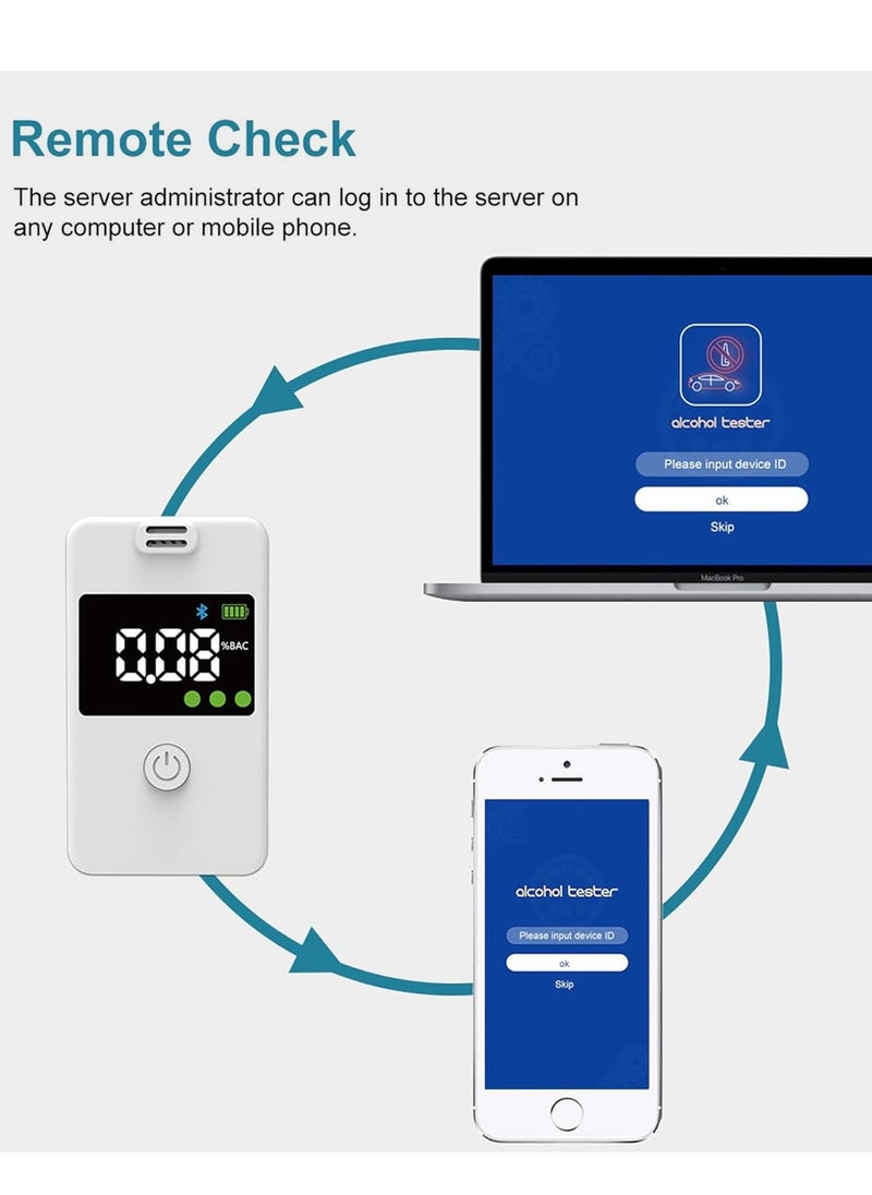 Professional Grade Breathalyzer with Bluetooth Connectivity and Digital Blue LCD Display - Accurate Alcohol Tester for Personal, Home, or Party Use.