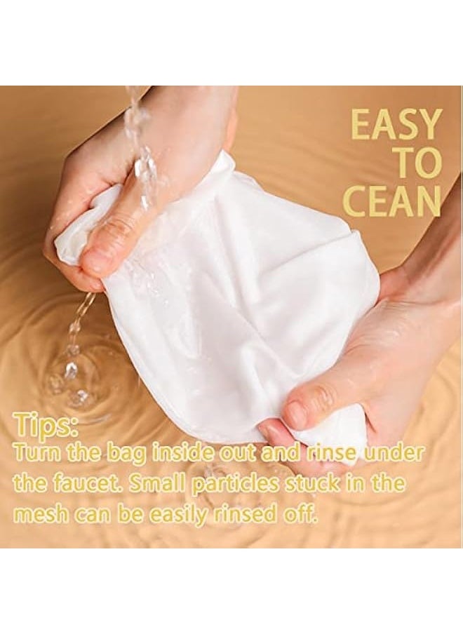 4 PCS Extra Fine Mesh Strainer Bags with Handle, Reusable Thai Tea Strainer, Cheesecloth for Straining NutMilk Coffee Milk Juices Honey Wine Oil Yogurt (2 Medium & 2 Small)