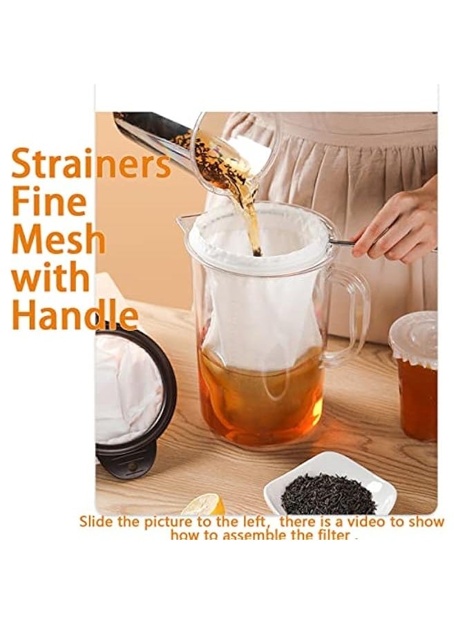 4 PCS Extra Fine Mesh Strainer Bags with Handle, Reusable Thai Tea Strainer, Cheesecloth for Straining NutMilk Coffee Milk Juices Honey Wine Oil Yogurt (2 Medium & 2 Small)