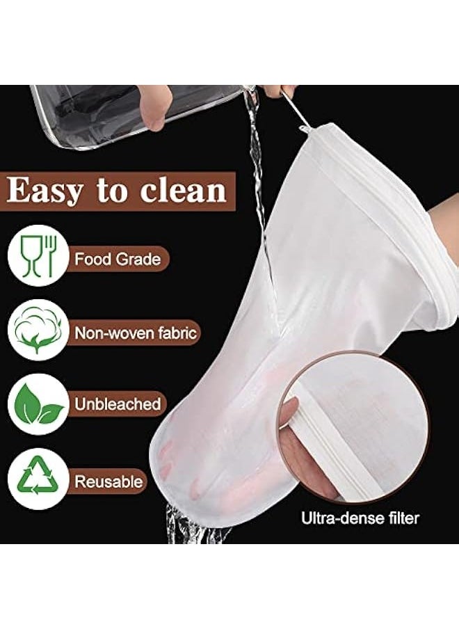 3pcs Reusable Fine Mesh Strainer Bags with Zipper,Strainers Fine Mesh with Handle,Traditional Thai Style Tea Filter,Nut Milk Bags for Honey,Coffee,Juice,Milk,Tea,Oil