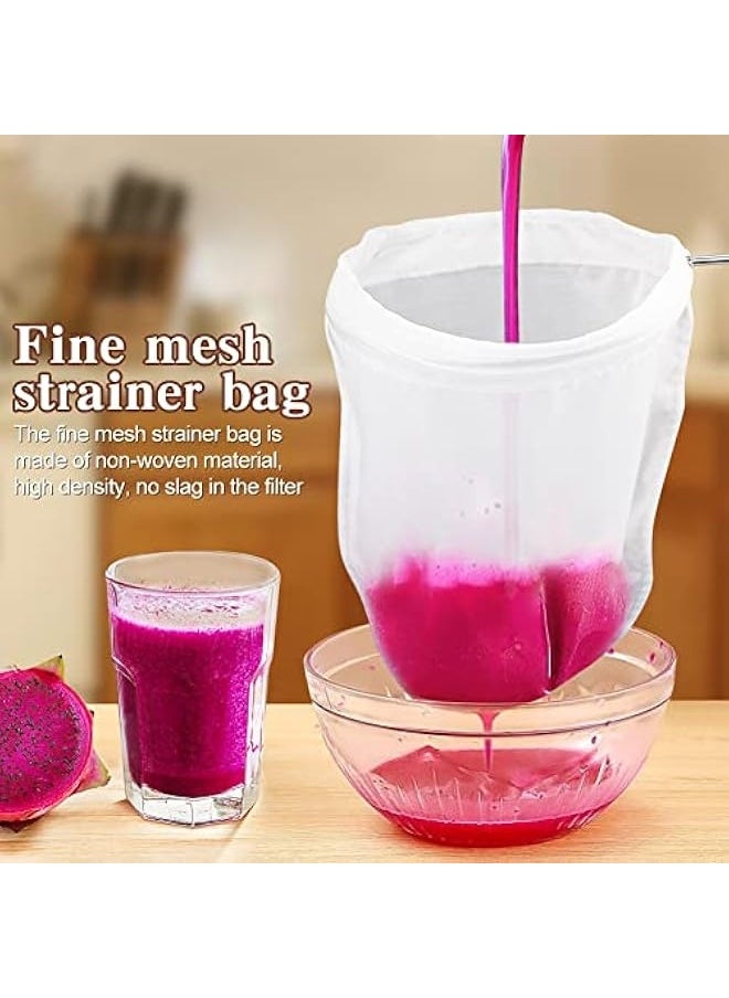 3pcs Reusable Fine Mesh Strainer Bags with Zipper,Strainers Fine Mesh with Handle,Traditional Thai Style Tea Filter,Nut Milk Bags for Honey,Coffee,Juice,Milk,Tea,Oil