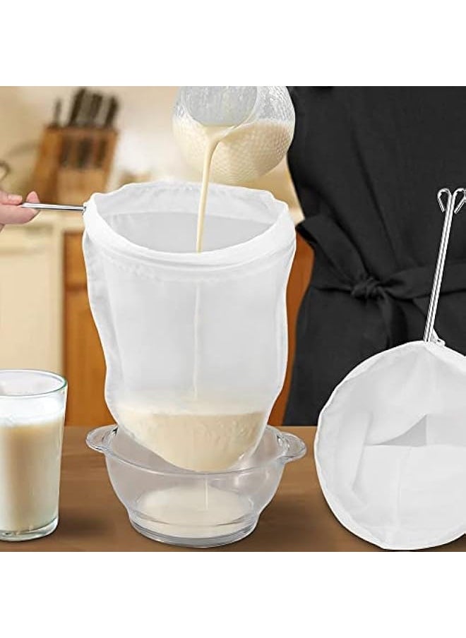 3pcs Reusable Fine Mesh Strainer Bags with Zipper,Strainers Fine Mesh with Handle,Traditional Thai Style Tea Filter,Nut Milk Bags for Honey,Coffee,Juice,Milk,Tea,Oil