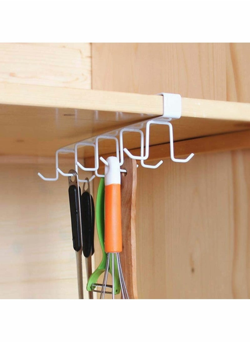 Mug Hooks Under Cabinet Hanging Holder, Muti-Functional Hanging Hook Rack Kitchen Utensil Cupboard Chest Organizer Coffee Cup Drying Holder Rack Cups Storage Hanging For Bar and Home 10 Hooks