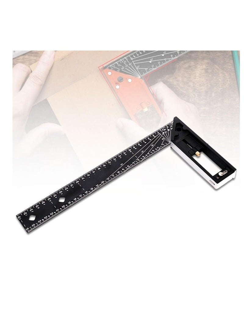 Multi-Angle Measuring Ruler, High Quality Professional Measuring Tool, Universal Combination Angle, 45/90 Degree High Precision Gauge Right Angle Ruler for Precise Measuring, Drawing, Black