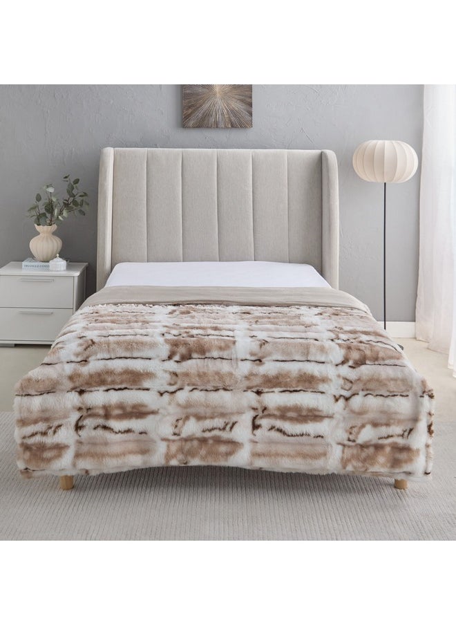 Furlo Sheared Printed Rabbit Fur Double Layer Twin Blanket 220 x 150 cm