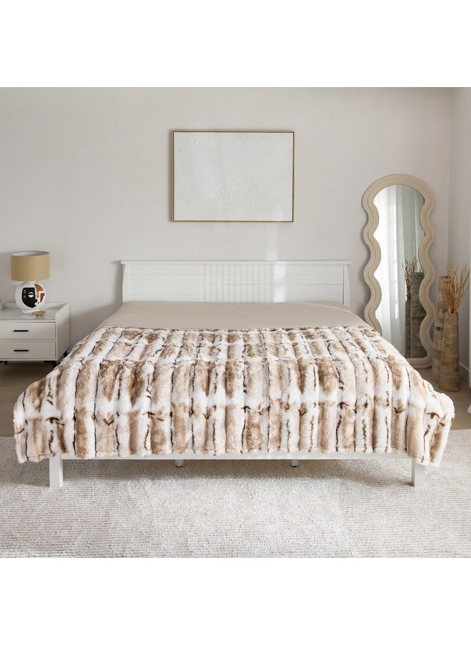 Furlo Sheared Printed Rabbit Fur Double Layer King Blanket 240 x 220 cm