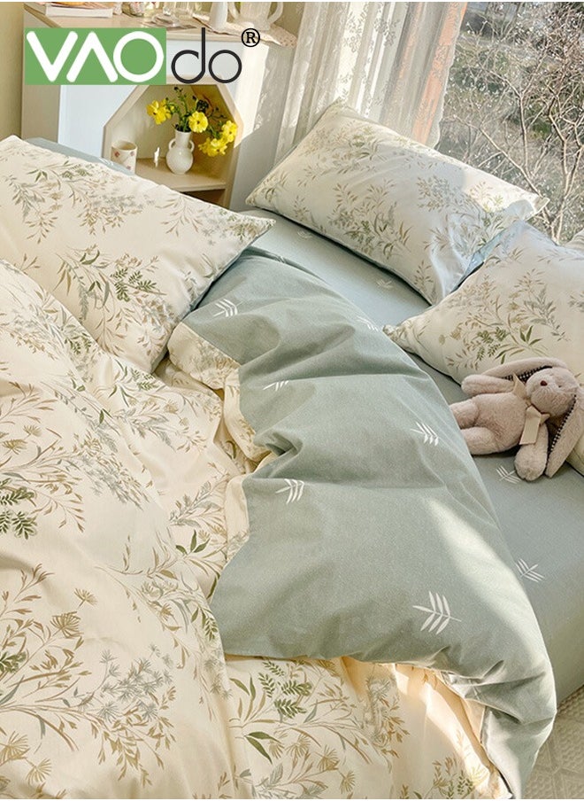4PCS Bedding Set Queen Size Comforter Set Skin-Friendly Breathable Duvet Cover Set 2.0M Bed 200*230CM