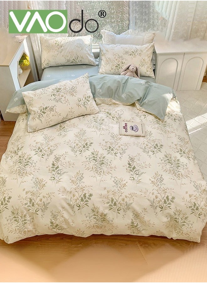 4PCS Bedding Set Queen Size Comforter Set Skin-Friendly Breathable Duvet Cover Set 2.0M Bed 200*230CM