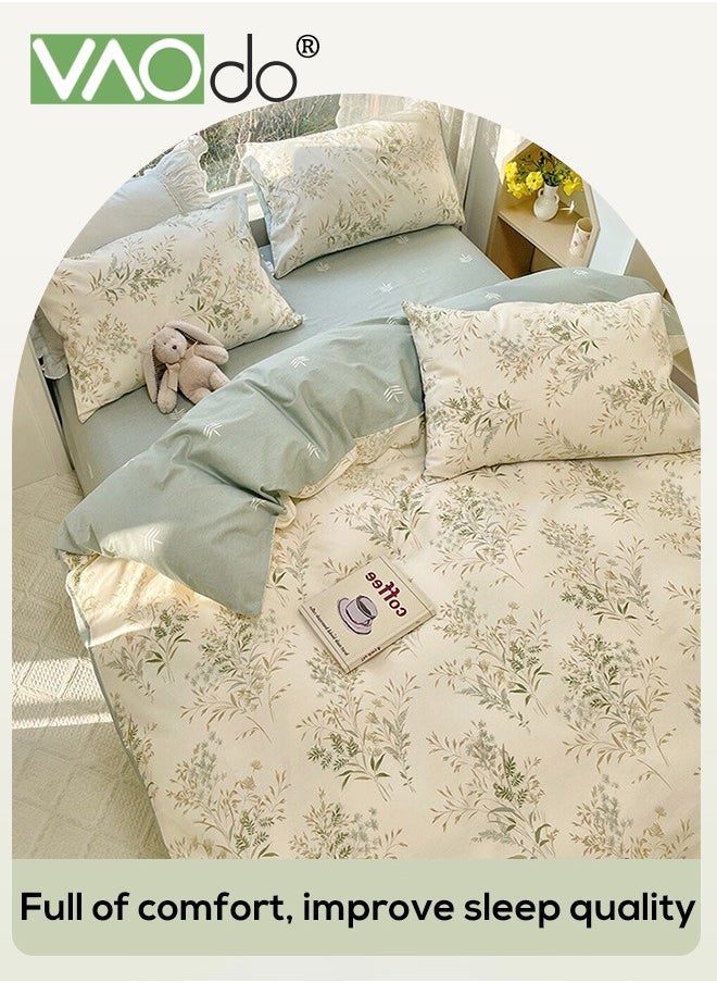 4PCS Bedding Set Queen Size Comforter Set Skin-Friendly Breathable Duvet Cover Set 2.0M Bed 200*230CM
