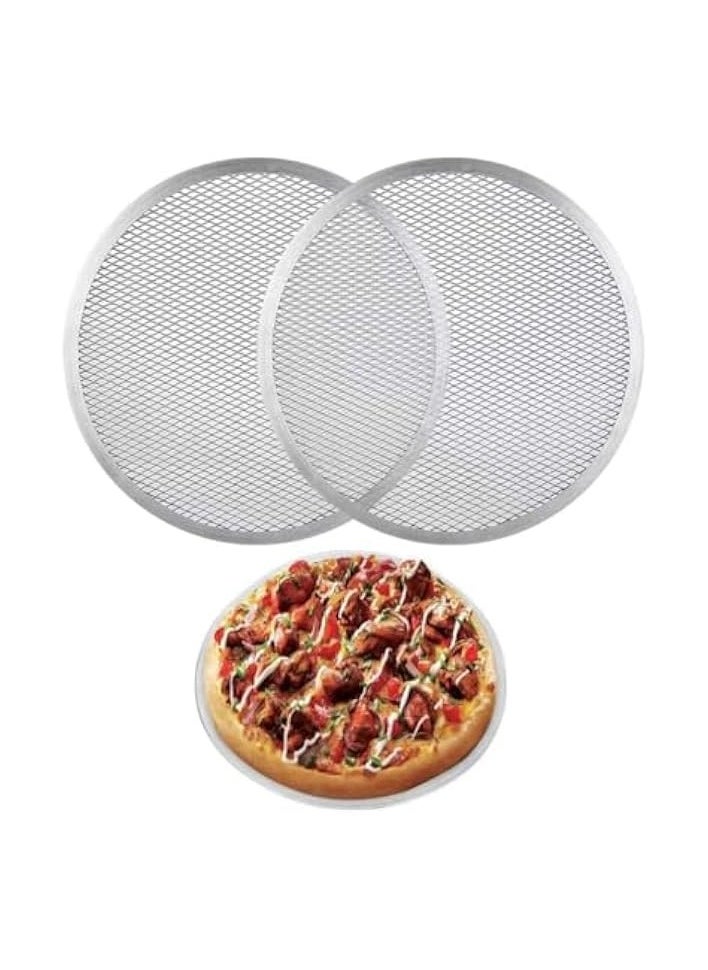 2 Pcs 12 Inch Pizza Screen, Restaurant-Grade Aluminum Alloy Pizza Baking Screen, Seamless Round Pizza Screen Non Stick Mesh Net Baking Tray Cookware Kitchen Tool For Oven