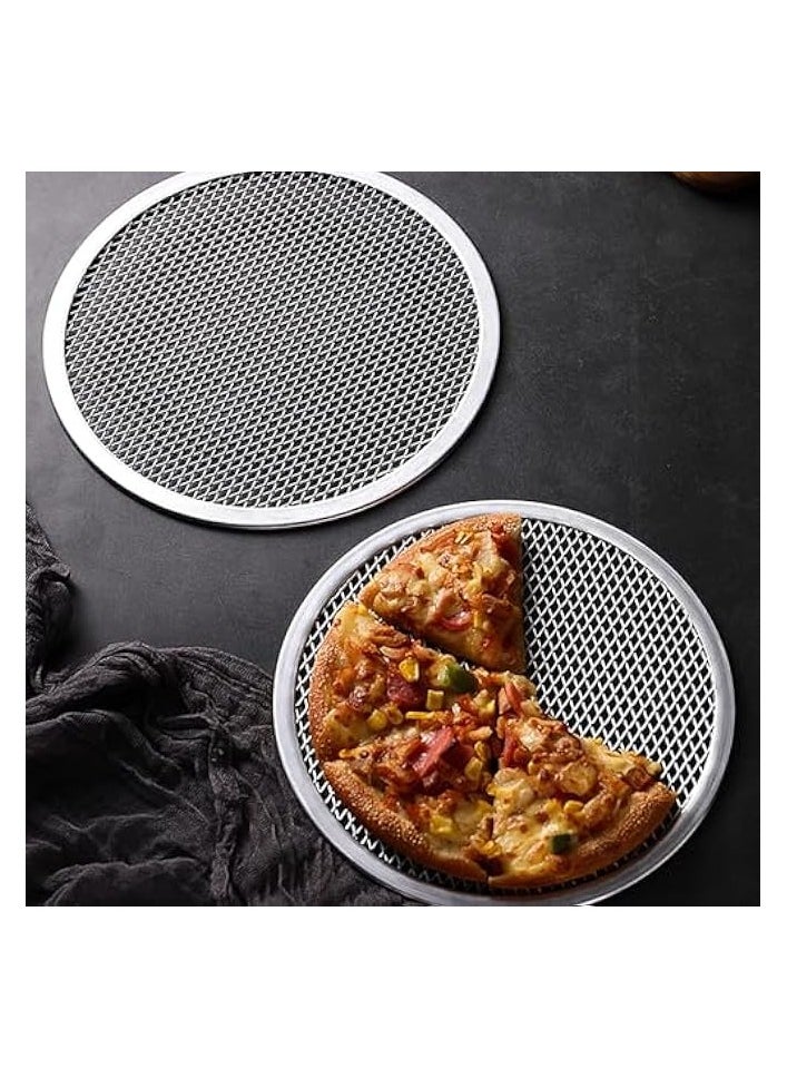 2 Pcs 12 Inch Pizza Screen, Restaurant-Grade Aluminum Alloy Pizza Baking Screen, Seamless Round Pizza Screen Non Stick Mesh Net Baking Tray Cookware Kitchen Tool For Oven